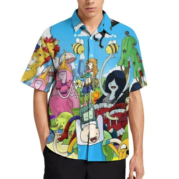 Adventure Time Jake The Dog Mens Hawaiian Shirt Loose Fit Shirts - Short Sleeve And Button Down Hawaiian Shirt for Men with Pocket
