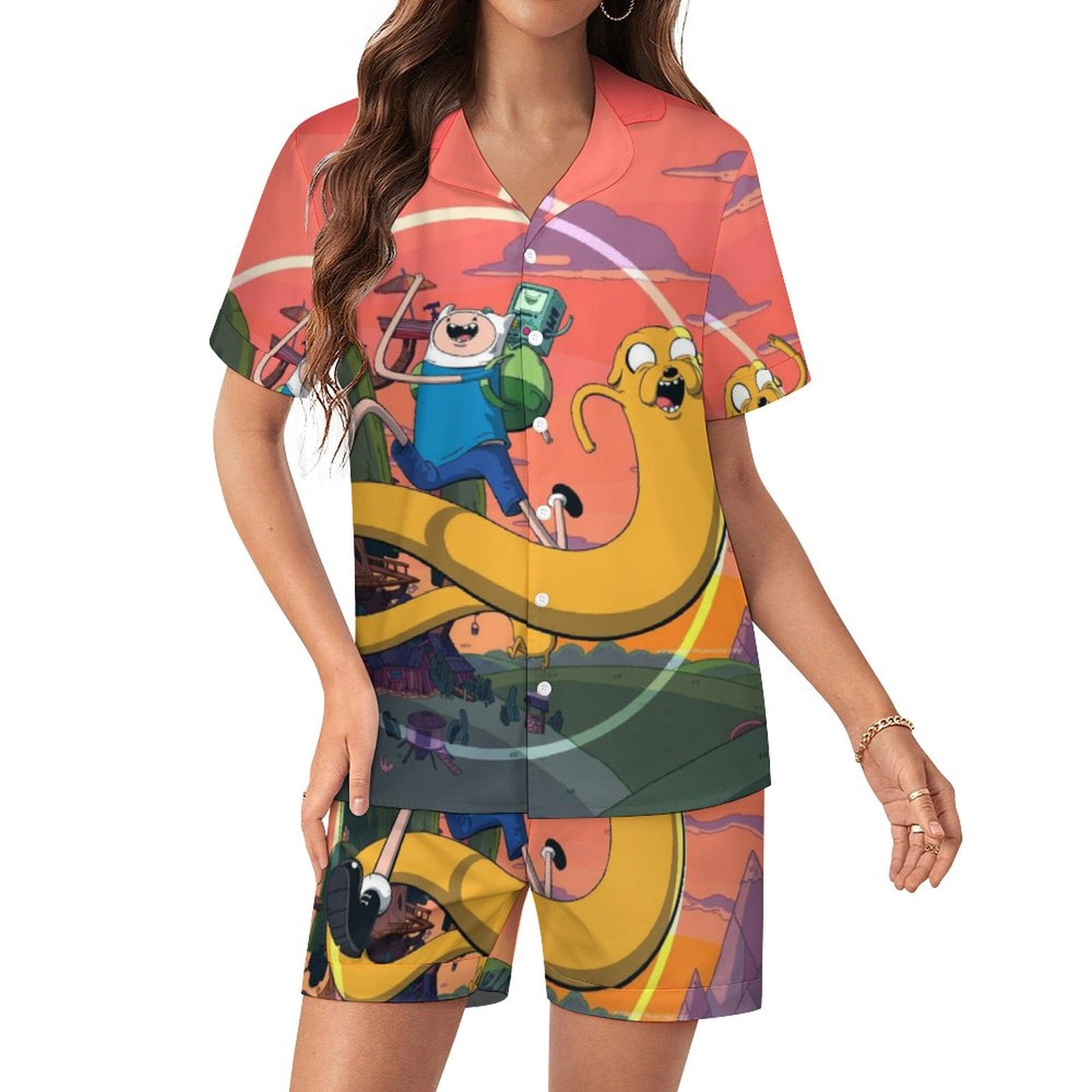 Adventure Time Jake The Dog Women Pajamas Set Short Sleeve Sleepwear ...