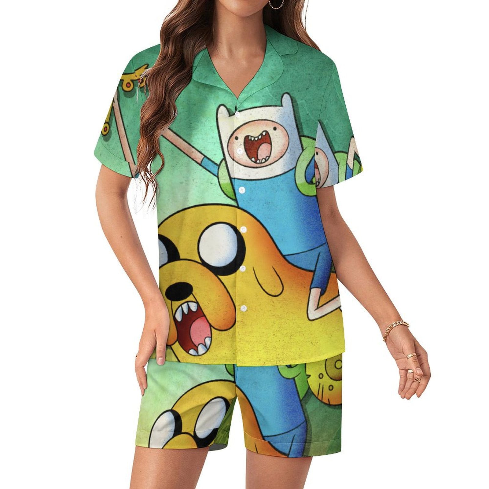 Adventure Time Jake The Dog Women Pajamas Set Short Sleeve Sleepwear Adventure Time Jake The Dog Women Pajamas Set Short Sleeve Sleepwear