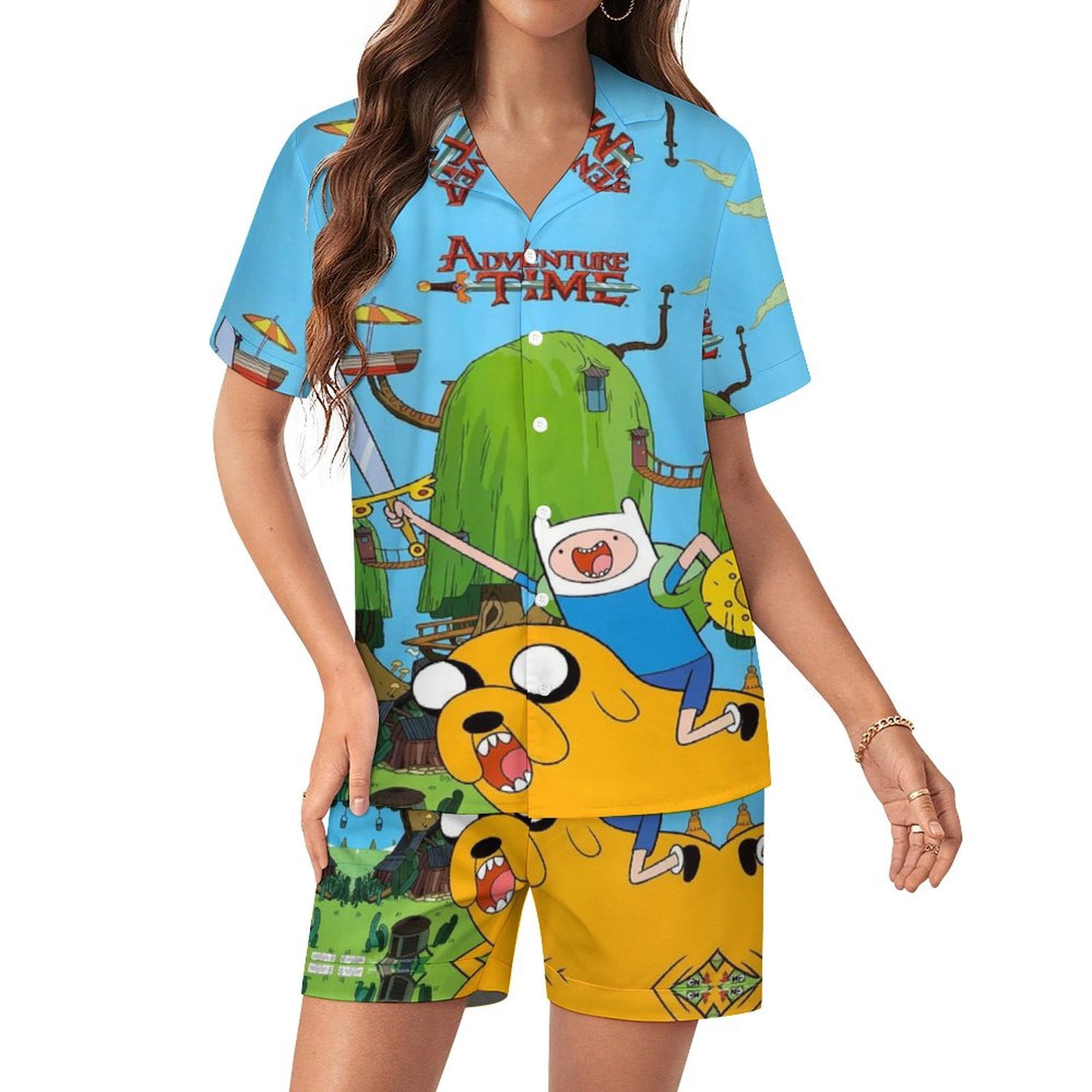 Adventure Time Jake The Dog Women Pajamas Set Short Sleeve Sleepwear ...