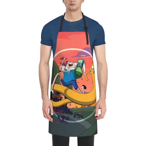 Adventure Time Jake the Dog Adjustable Bib Apron, Waterdrop Resistant Aprons with 2 Pockets Cooking Kitchen Aprons for Women Men Chef