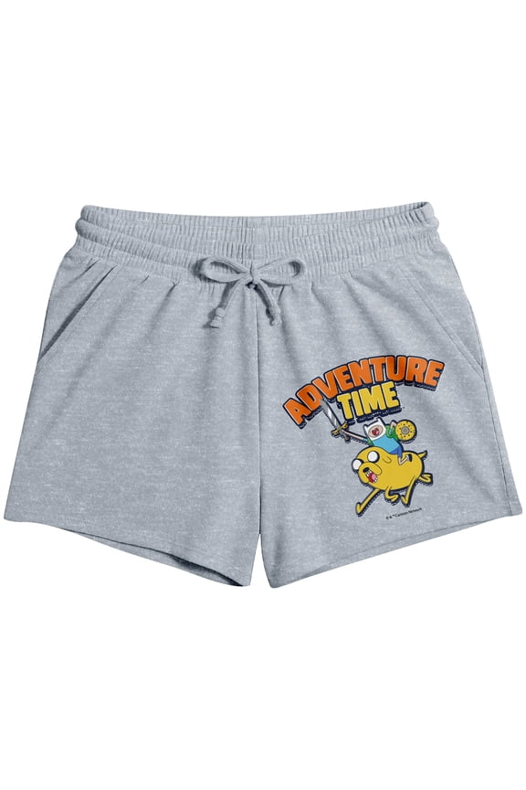 Adventure Time Juniors Lounge Shorts Finn and Jake Character Graphic Elasticized Drawstring Waistband Officially Licensed Cartoon Network Sle-XL