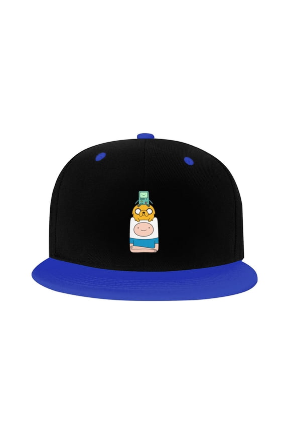Adventure Time Kid'S Cartoon Baseball Cap,Adjustable Hip Hop Hat Flat Brim, Breathable Sun Hat For Boys Girls Blue