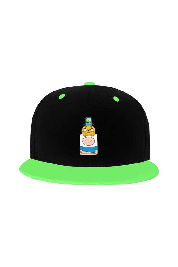 Adventure Time Kid'S Cartoon Baseball Cap,Adjustable Hip Hop Hat Flat Brim, Breathable Sun Hat For Boys Girls Green