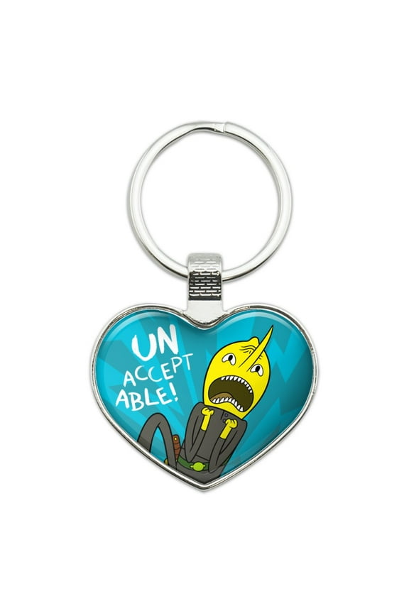 Lemongrab Unacceptable Keychain Heart Love Metal Key Chain Ring