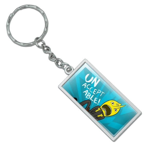 Adventure Time Lemongrab Unacceptable Rectangle Keychain in Chrome Plated Metal