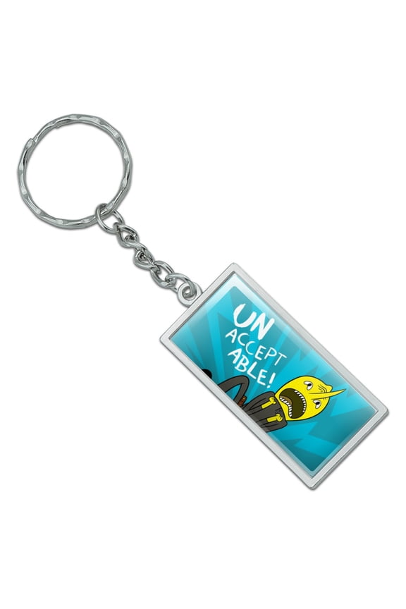 Lemongrab Unacceptable Rectangle Keychain in Chrome Plated Metal