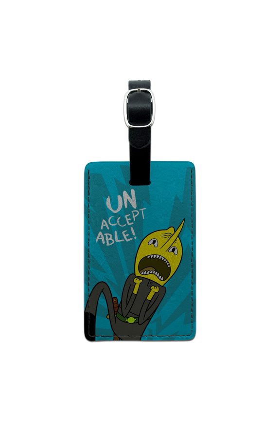 Adventure Time Lemongrab Unacceptable Rectangle Leather Luggage Card Suitcase Carry-On ID Tag