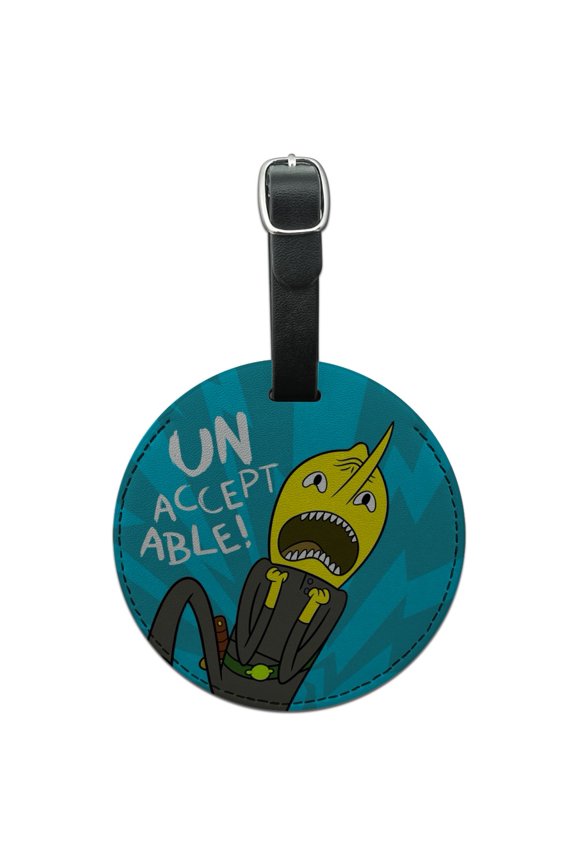 Adventure Time Lemongrab Unacceptable Round Leather Luggage Card Suitcase Carry-On ID Tag