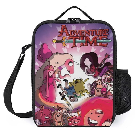 Adventure Time Lunch Tote Bag Reusable Bento Bag Lunch Box Insulated Cooler Bag Adjustable Shoulder Bag