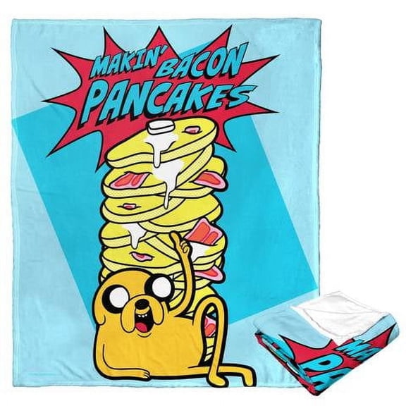Adventure Time Makin Bacon Pancakes Warner Bros Kids Silk Touch Throw Blanket, 50 x 60 inches Blue
