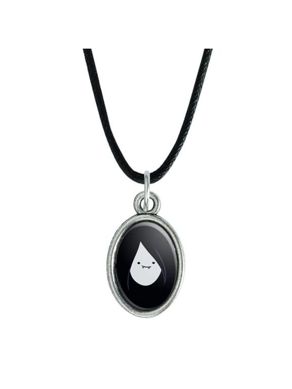 Adventure Time Marceline Head Antiqued Oval Charm Pendant with Black Satin Cord