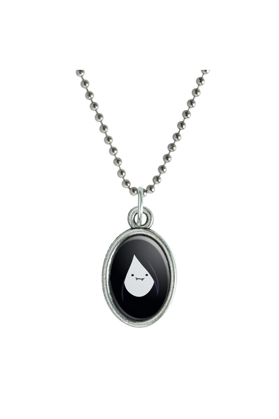 Adventure Time Marceline Head Antiqued Oval Charm Pendant with Chain