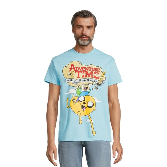 Adventure Time Men's Frolic Cotton Graphic Tee with Short Sleeves, Size Medium