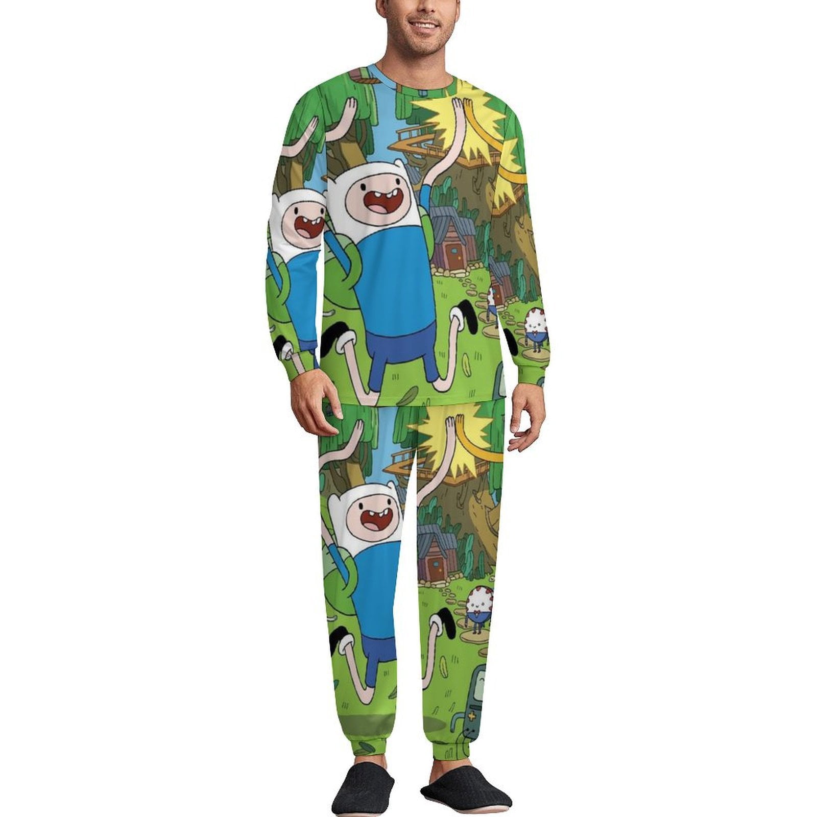 Adventure Time Men's Lounge Pajamas Set 2-Piece Crew Neck Sleepwear ...