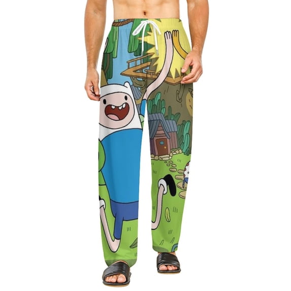 Adventure Time Pajamas Pants 3D Printing Wide Leg PJ Pant Loungewear Casual Comfy Sleepwear Lounge Pants for Men WomenXL