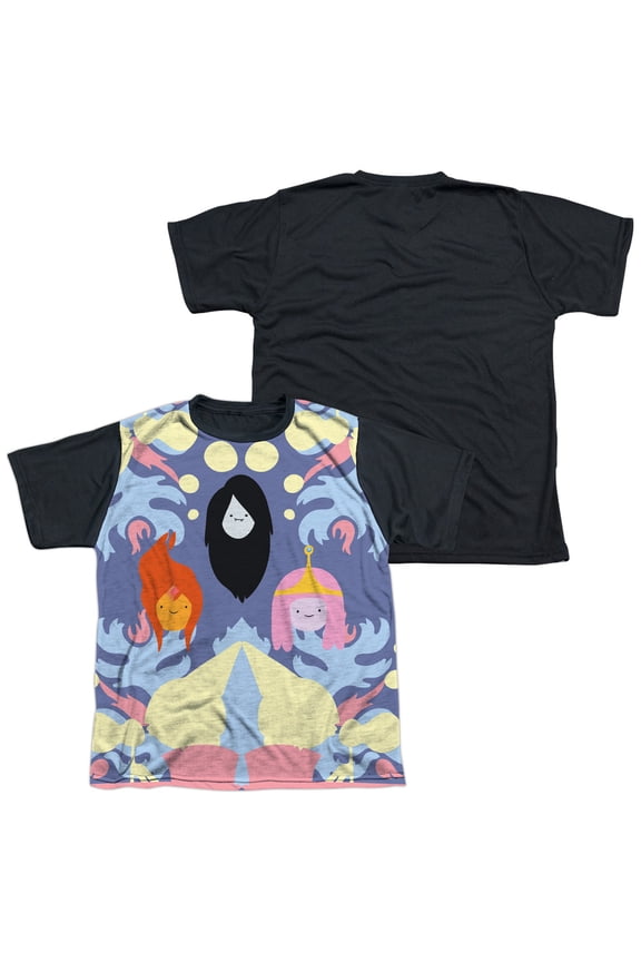 Adventure Time - Pb, Fp & Marceline - Youth Short Sleeve Black Back Shirt - Large