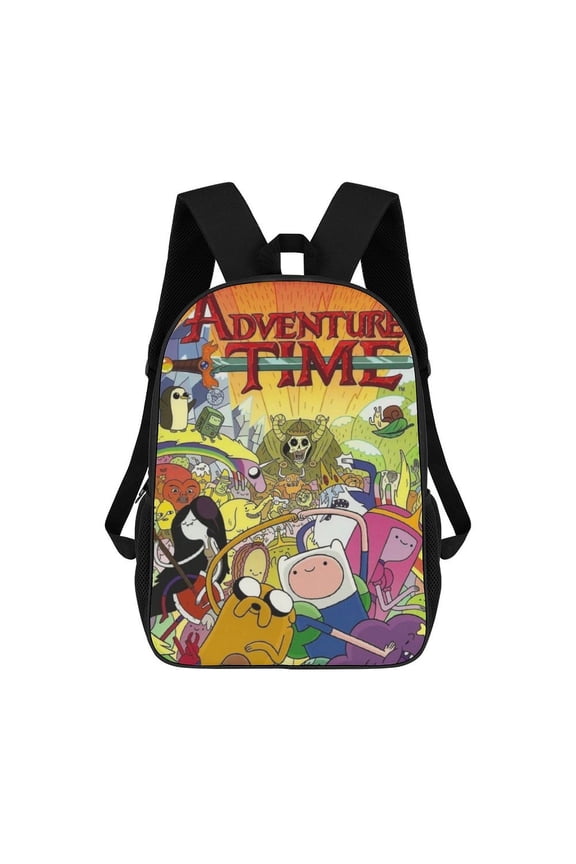 Adventure Time Printed Backpack 17 Inch Shoulder Backpack Lightweight High-capacity Casual Daypack Bookbag