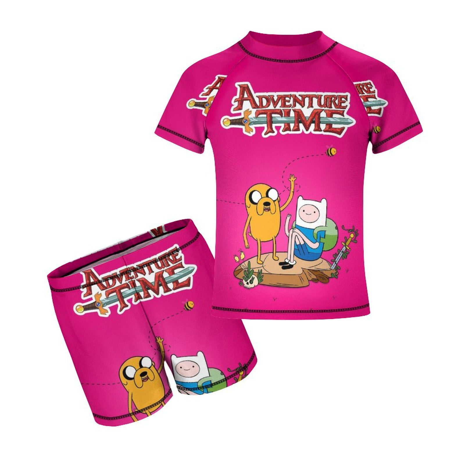 Adventure Time Rash Guard Set 2 Piece Short Sleeve Swim Shirts with ...
