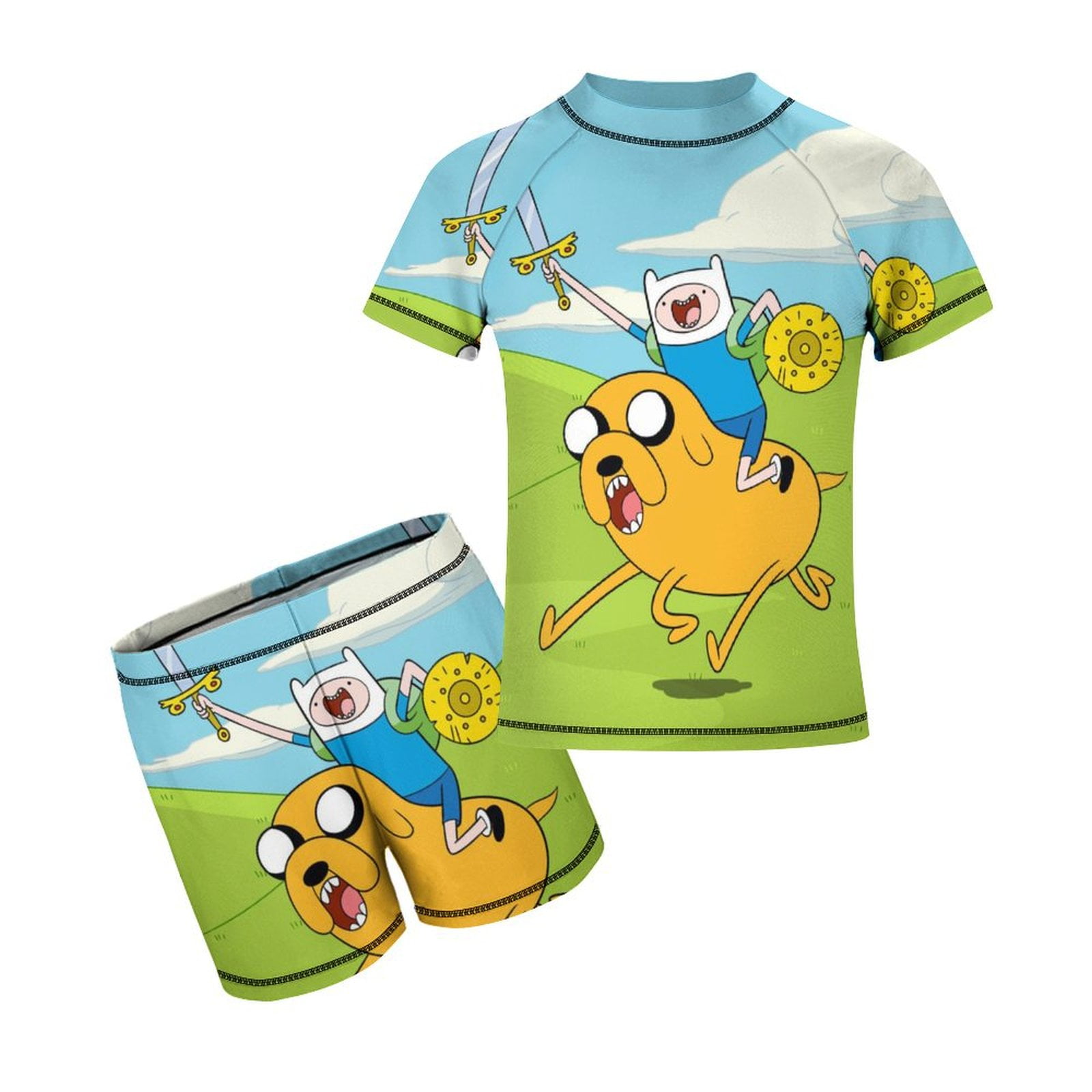 Adventure Time Rash Guard Set 2 Piece Short Sleeve Swim Shirts with ...