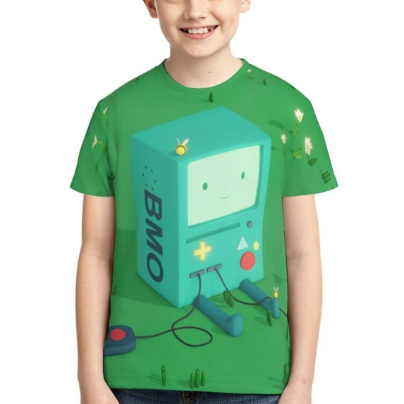 Adventure Time Robot Teen T-Shirt Crewneck Short Sleeve Double-Sided Print Summer Tee Shirts Top For Youth Boys Girls Children X-Large