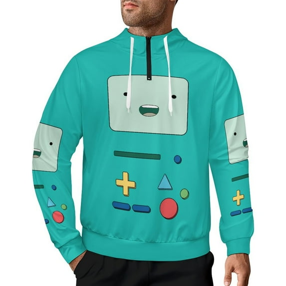 Adventure Time Robot Zipper Pullover Sweatshirt Hoodies High Neck Hooded Sweater Fashion Daily Hoody Clothes