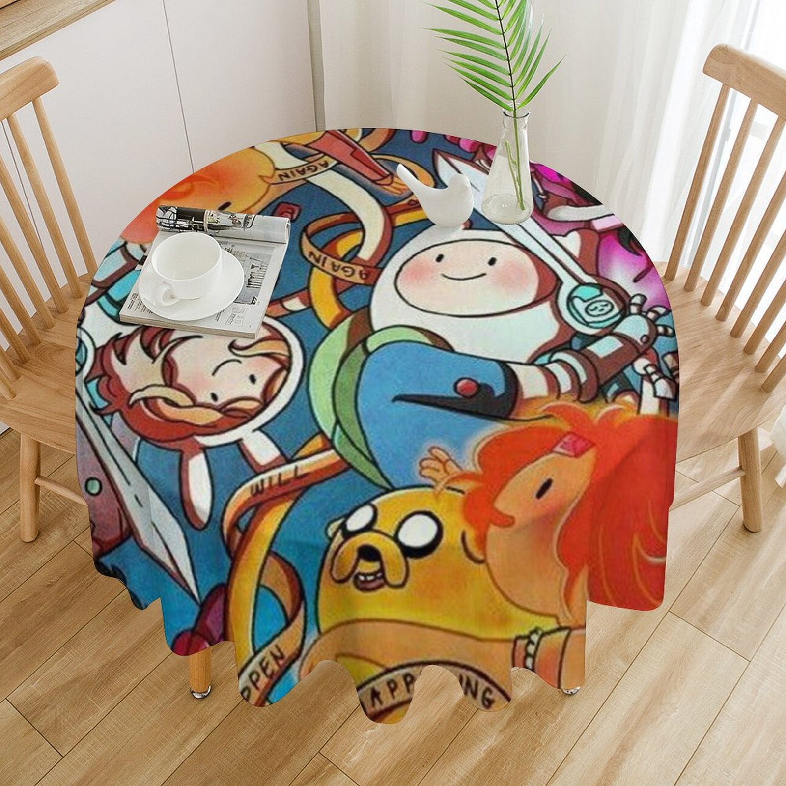 Adventure Time Round Tablecloth Print Decorative Table Cover Washable ...