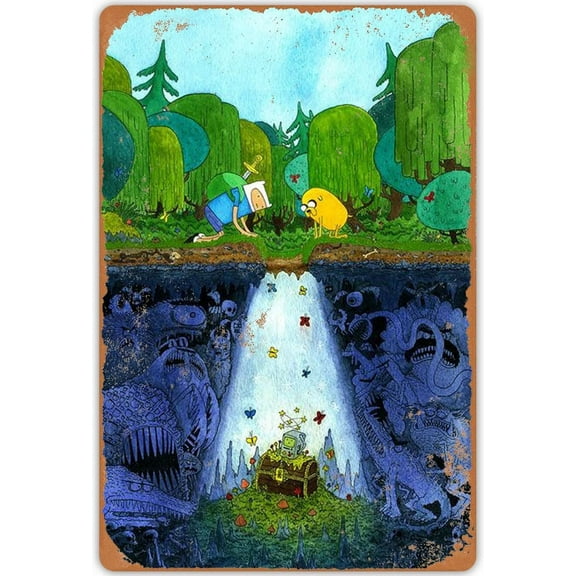 Adventure Time Science Fiction Metal Plaque Poster Science Fiction TV Series Retro Metal Tin Sign Wall Decor Gift For Bathroom Restaurant Theater Farm Bedroom Cafe Vintage Plaque 12x17 Inch