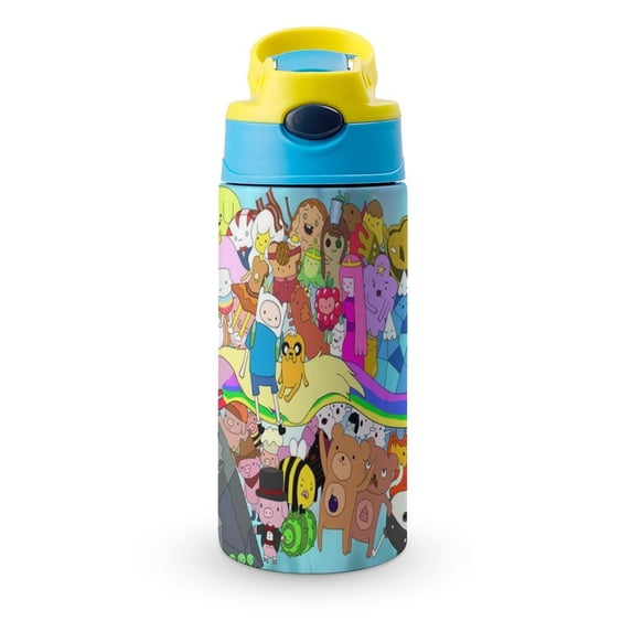 Adventure Time Stainless Steel Water Bottle with Straw Children's Vacuum Insulated Mug Leak-Proof Water Cup