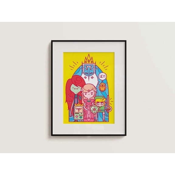 Adventure Time Style Fantasy Kingdom Inspired Hero Princess Ice King Cartoon Graphic Illustration Wall Decor Poster Size 24x36 Unframed Poster