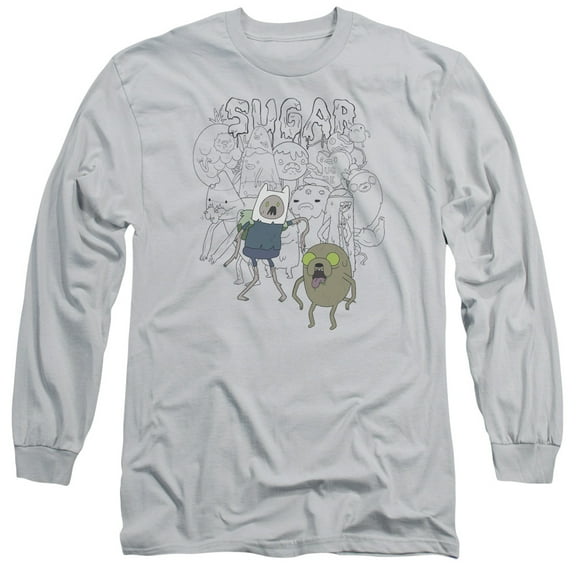 Adventure Time Sugar Zombies Long Sleeve Adult 18/1 T-Shirt Silver