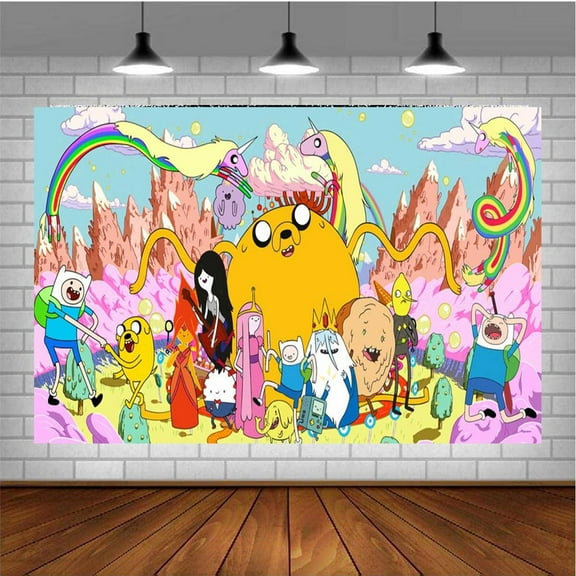 Adventure Time Banner Poster Wall Decor Birthday Backdrop Background Party Supplies Taspestry