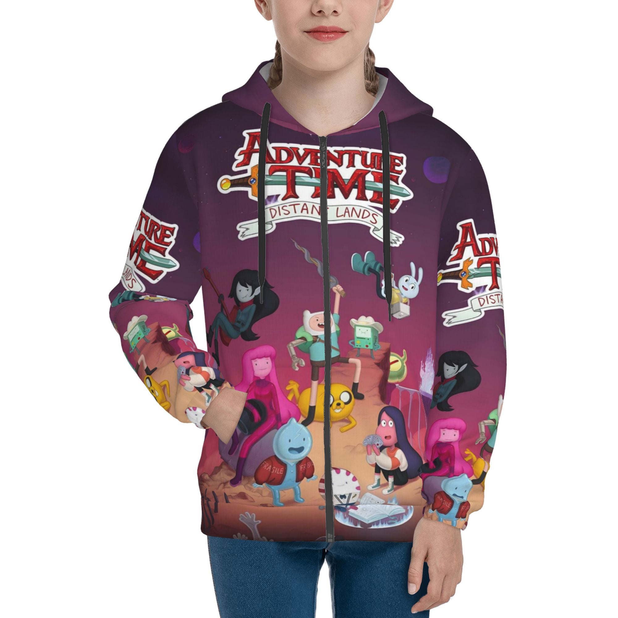 Adventure Time Teens Boys Girls Zip Up Hoodie 3d Printed Hooded