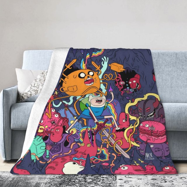 Adventure Time Throw Blanket, Cute Cartoon Blankets for Kids Teens