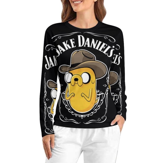 Adventure Time Women's Pajama Top 3D Digital Print Sleepwear Trendy Crewneck Pullovers Long Sleeve Shirts XS