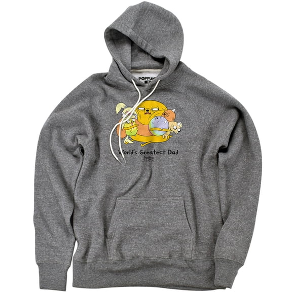 Adventure Time Worlds Greatest Dad Unisex Adult Slim Fit Pull-Over Heather Hoodie, Athletic Heather, Medium