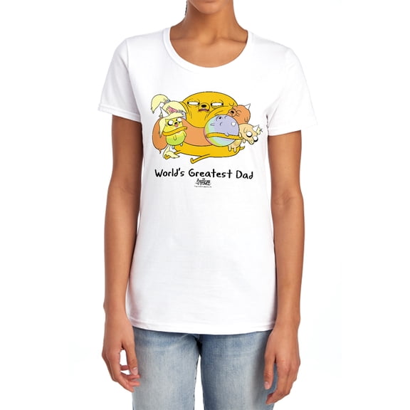 Adventure Time Worlds Greatest Dad Women's T Shirt, White, X-Large