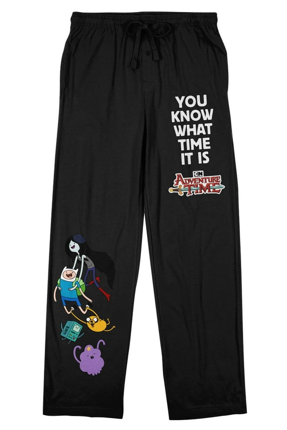 Adventure Time You Know What Time It Is Men's Black Drawstring Sleep Pants-XXL