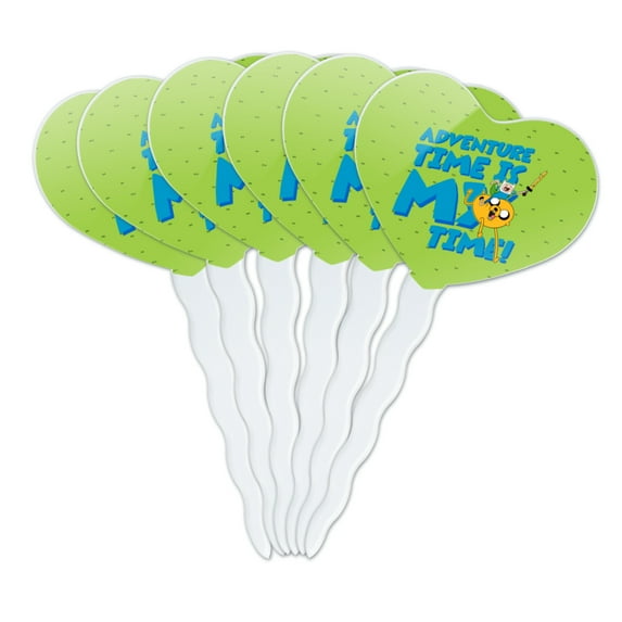 Adventure Time is My Time Heart Love Cupcake Picks Toppers Decoration Set of 6