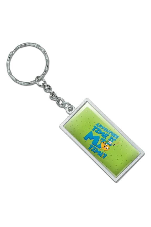 Adventure Time is My Time Rectangle Chrome Plated Metal Keychain Key Chain