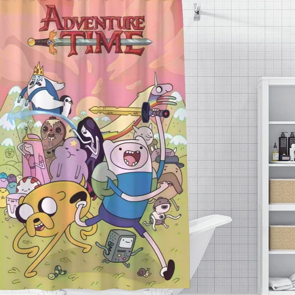 Adventure Time-theme Bathroom Shower Curtain Home Decor,Bath Curtains Durable Waterproof Bath Curtain , Adluts Girls Boys Bathroom Decor House Gifts 52x71inch130cmX180cm