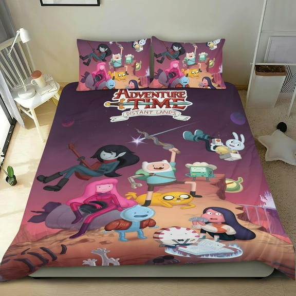 Adventure Time-themed Bed Sheet Set Three Piece Set Comfortable And Skin Friendly Unique Design Home Decor Gifts For Family Friends fans36x75Inches90*190cm