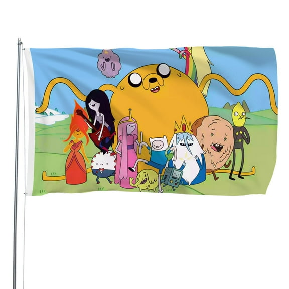 Adventure Time-themed Printed Flag Perfect gift for fans, friends, and family members, and suitable for indoor and outdoor activities, party decorations.35.4"x59" (90cm150cm)