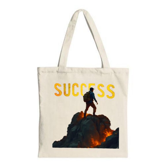 Adventure Tote Bag: Bold ' SUCCESS ' Design with Fiery Silhouette on - Perfect for Shopping Travel & Parties