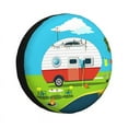 Adventure Travel Happy Camper Spare Tire Cover for Land Cruiser Prado