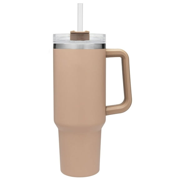 Adventure Travel Reusable Vacuum Quencher Tumbler with Straw, Leak Resistant Lid, Stainless Steel Insulated Cup, Maintains Heat Cold Ice for Hours