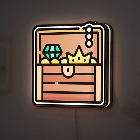 Adventure Treasure Chest 3D Novelty Light Box for Gamer and Movie Lovers, Unique Night Light Home Decor, Ideal for Entertainment Fans (Height 20 inch, 50cm)
