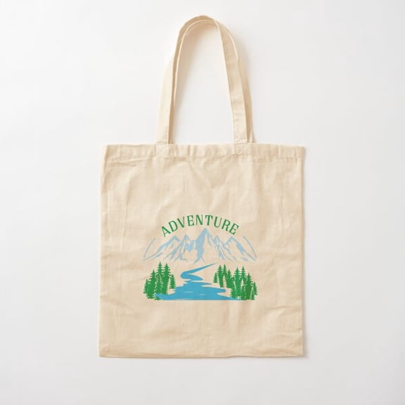 Adventure Vector Art Design Canvas Tote Bags, Reusable Shopping Bag