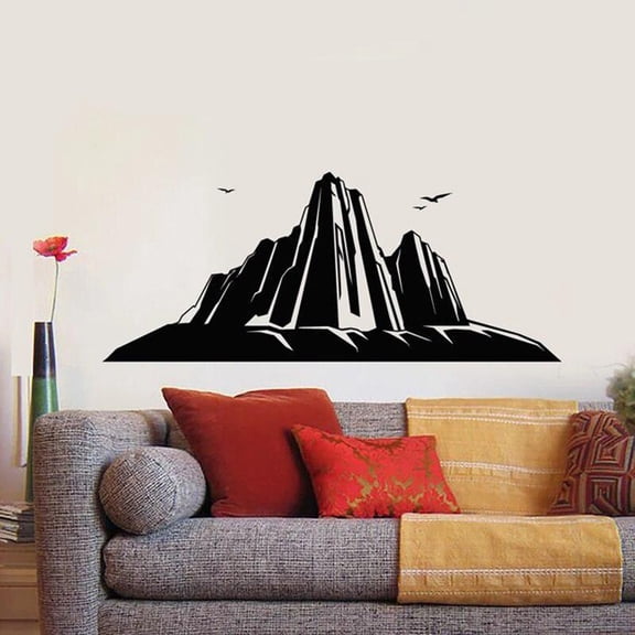 Adventure Wall Decal Majestic Mountains Peaks Slopes Birds Art Door Window Vinyl Stickers Teens Bedroom Home Decor Mural 57x23cm