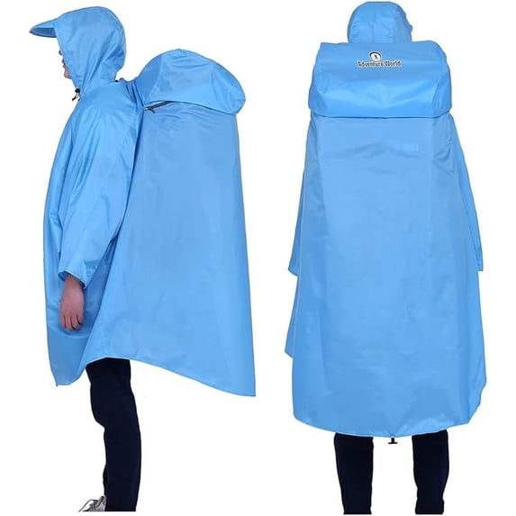 Adventure World Globotrekker Lightweight Backpack Poncho (Multiple Color Options Available) (Sky Blue)